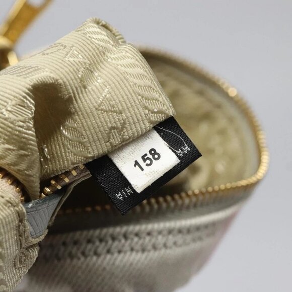 PRADA Pouch Canvas Gray Gold Auth ac3649 - Picture 12 of 16